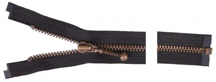 YKK Delbar Dragkedja Antik Mässing 50cm 4mm Svart